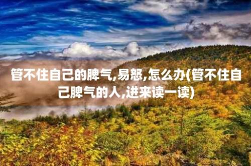 管不住自己的脾气,易怒,怎么办(管不住自己脾气的人,进来读一读)