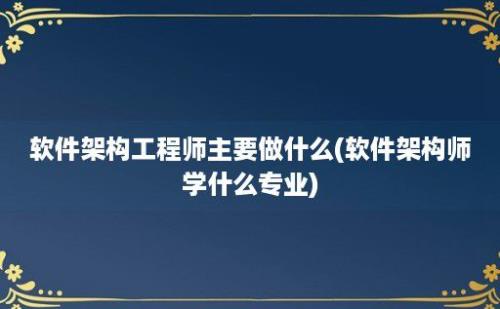 软件架构工程师主要做什么(软件架构师学什么专业)