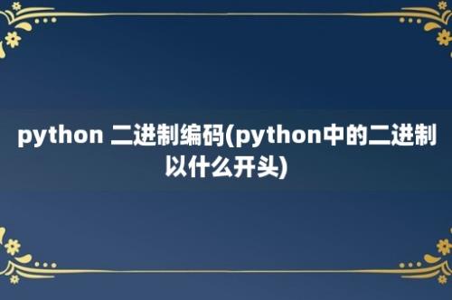 python 二进制编码(python中的二进制以什么开头)