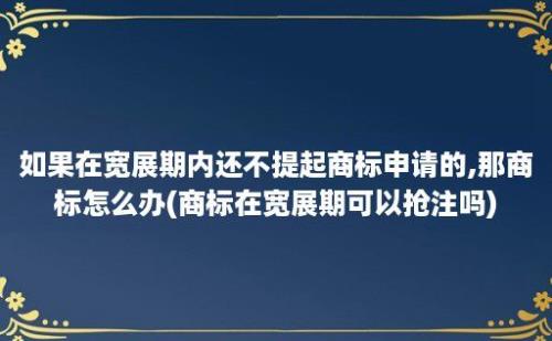 如果在宽展期内还不提起商标申请的,那商标怎么办(商标在宽展期可以抢注吗)