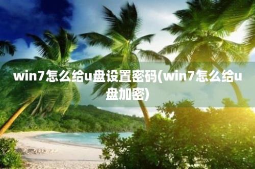 win7怎么给u盘设置密码(win7怎么给u盘加密)