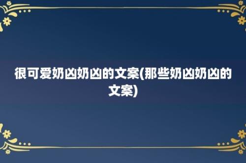 很可爱奶凶奶凶的文案(那些奶凶奶凶的文案)