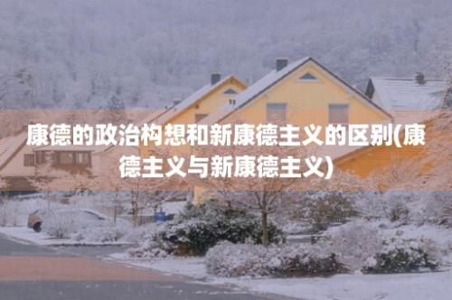 康德的政治构想和新康德主义的区别(康德主义与新康德主义)