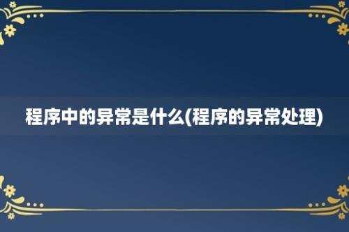 程序中的异常是什么(程序的异常处理)