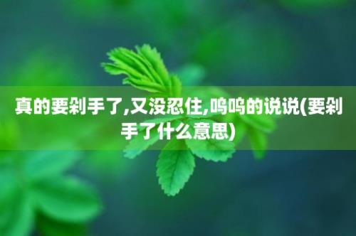 真的要剁手了,又没忍住,呜呜的说说(要剁手了什么意思)