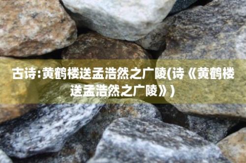 古诗:黄鹤楼送孟浩然之广陵(诗《黄鹤楼送孟浩然之广陵》)