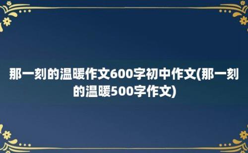 那一刻的温暖作文600字初中作文(那一刻的温暖500字作文)