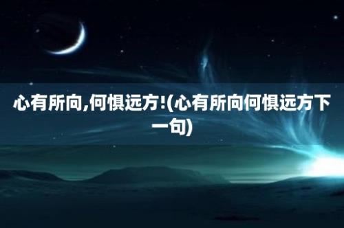 心有所向,何惧远方!(心有所向何惧远方下一句)