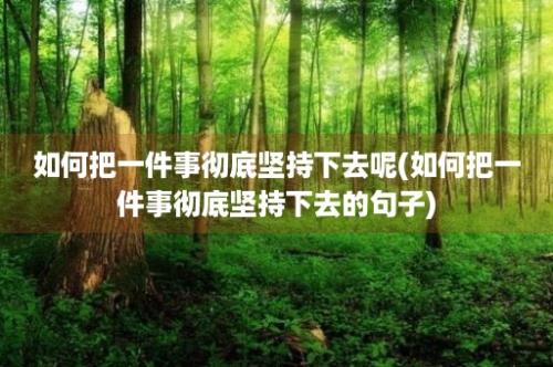 如何把一件事彻底坚持下去呢(如何把一件事彻底坚持下去的句子)