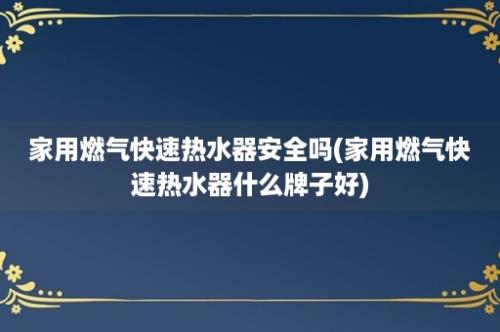 家用燃气快速热水器安全吗(家用燃气快速热水器什么牌子好)