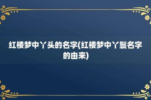 红楼梦中丫头的名字(红楼梦中丫鬟名字的由来)