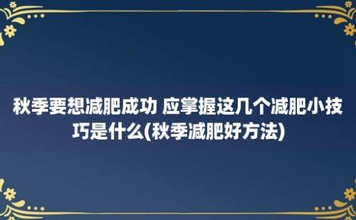 秋季要想减肥成功 应掌握这几个减肥小技巧是什么(秋季减肥好方法)