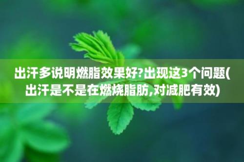 出汗多说明燃脂效果好?出现这3个问题(出汗是不是在燃烧脂肪,对减肥有效)