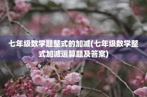 七年级数学题整式的加减(七年级数学整式加减运算题及答案)