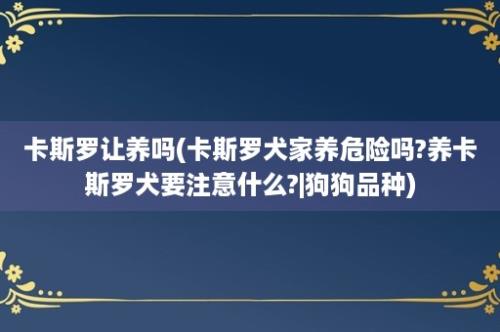 卡斯罗让养吗(卡斯罗犬家养危险吗?养卡斯罗犬要注意什么?|狗狗品种)