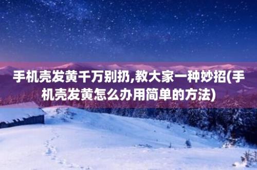 手机壳发黄千万别扔,教大家一种妙招(手机壳发黄怎么办用简单的方法)