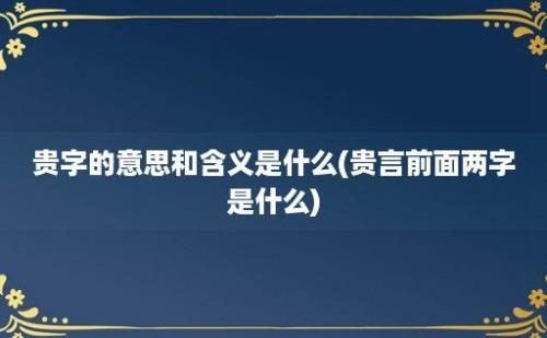 贵字的意思和含义是什么(贵言前面两字是什么)