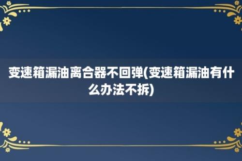 变速箱漏油离合器不回弹(变速箱漏油有什么办法不拆)