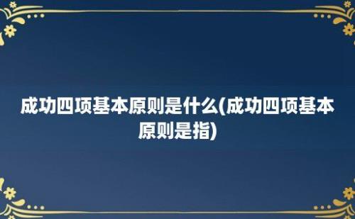 成功四项基本原则是什么(成功四项基本原则是指)