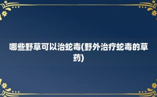 哪些野草可以治蛇毒(野外治疗蛇毒的草药)