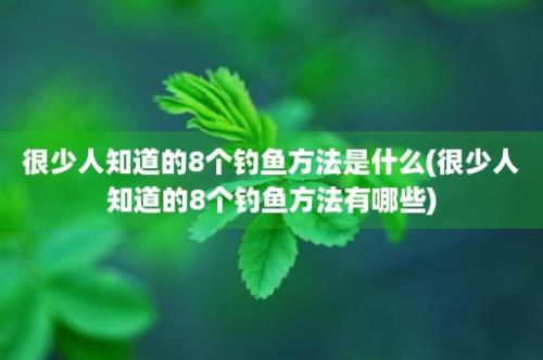 很少人知道的8个钓鱼方法是什么(很少人知道的8个钓鱼方法有哪些)