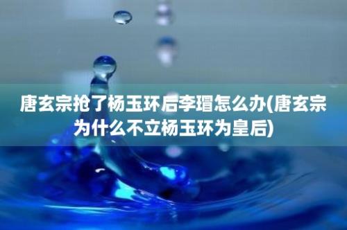 唐玄宗抢了杨玉环后李瑁怎么办(唐玄宗为什么不立杨玉环为皇后)