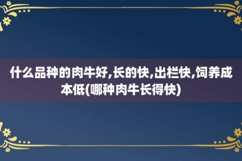 什么品种的肉牛好,长的快,出栏快,饲养成本低(哪种肉牛长得快)