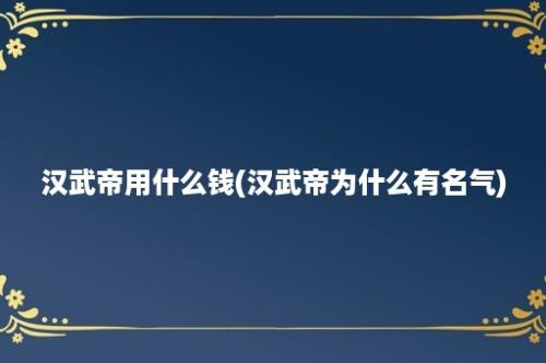 汉武帝用什么钱(汉武帝为什么有名气)