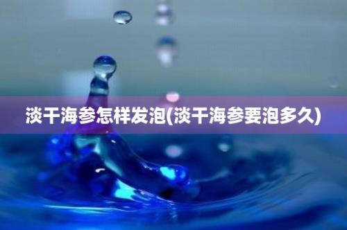 淡干海参怎样发泡(淡干海参要泡多久)