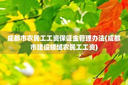 成都市农民工工资保证金管理办法(成都市建设领域农民工工资)