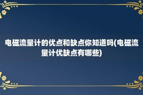 电磁流量计的优点和缺点你知道吗(电磁流量计优缺点有哪些)