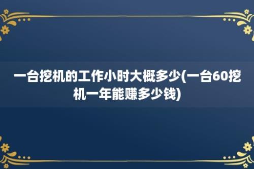 一台挖机的工作小时大概多少(一台60挖机一年能赚多少钱)