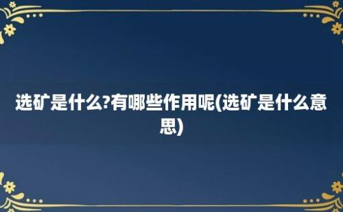 选矿是什么?有哪些作用呢(选矿是什么意思)