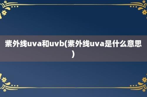 紫外线uva和uvb(紫外线uva是什么意思)