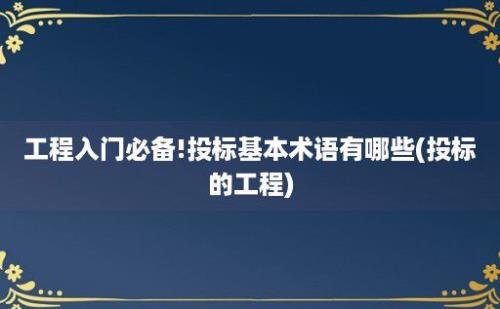 工程入门必备!投标基本术语有哪些(投标的工程)