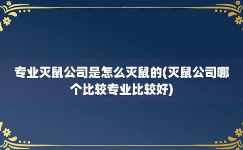 专业灭鼠公司是怎么灭鼠的(灭鼠公司哪个比较专业比较好)