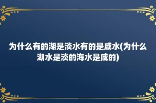 为什么有的湖是淡水有的是咸水(为什么湖水是淡的海水是咸的)