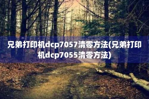 兄弟打印机dcp7057清零方法(兄弟打印机dcp7055清零方法)