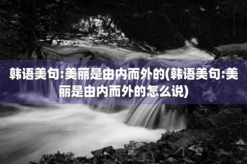 韩语美句:美丽是由内而外的(韩语美句:美丽是由内而外的怎么说)