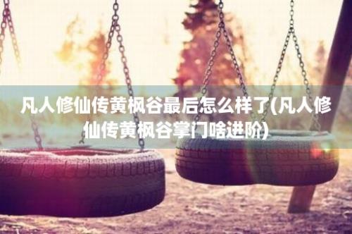 凡人修仙传黄枫谷最后怎么样了(凡人修仙传黄枫谷掌门啥进阶)