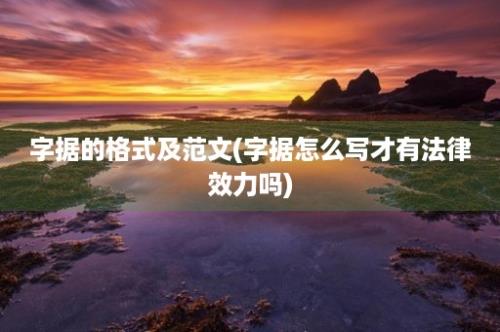 字据的格式及范文(字据怎么写才有法律效力吗)