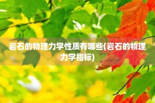 岩石的物理力学性质有哪些(岩石的物理力学指标)