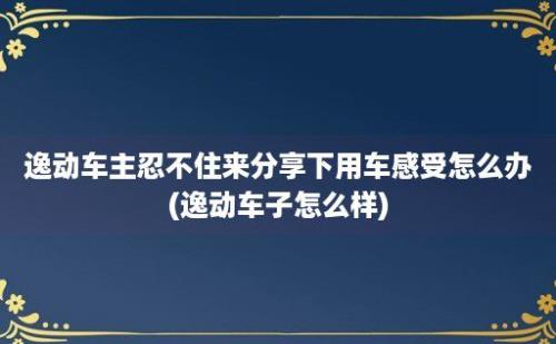 逸动车主忍不住来分享下用车感受怎么办(逸动车子怎么样)