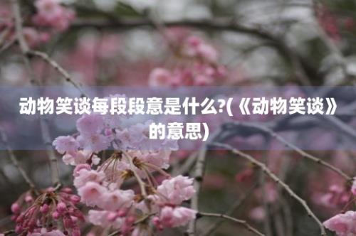 动物笑谈每段段意是什么?(《动物笑谈》的意思)