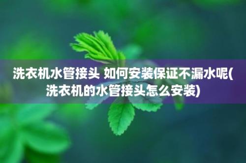 洗衣机水管接头 如何安装保证不漏水呢(洗衣机的水管接头怎么安装)