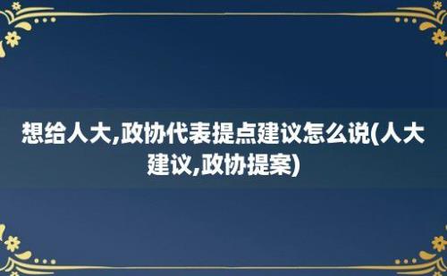 想给人大,政协代表提点建议怎么说(人大建议,政协提案)