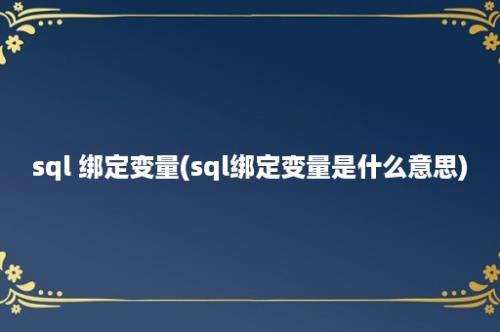 sql 绑定变量(sql绑定变量是什么意思)