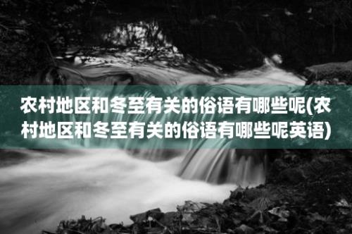 农村地区和冬至有关的俗语有哪些呢(农村地区和冬至有关的俗语有哪些呢英语)