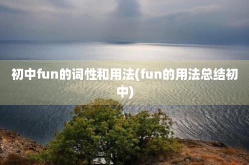 初中fun的词性和用法(fun的用法总结初中)