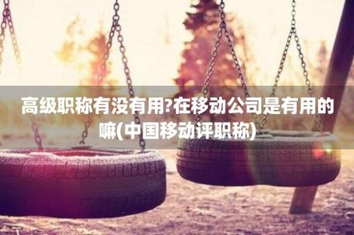 高级职称有没有用?在移动公司是有用的嘛(中国移动评职称)